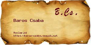 Baros Csaba névjegykártya